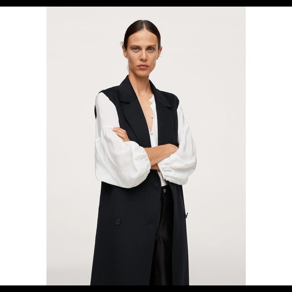 Mango Handmade Wool Blend Gilet Coat Vest 40” - Picture 3 of 8